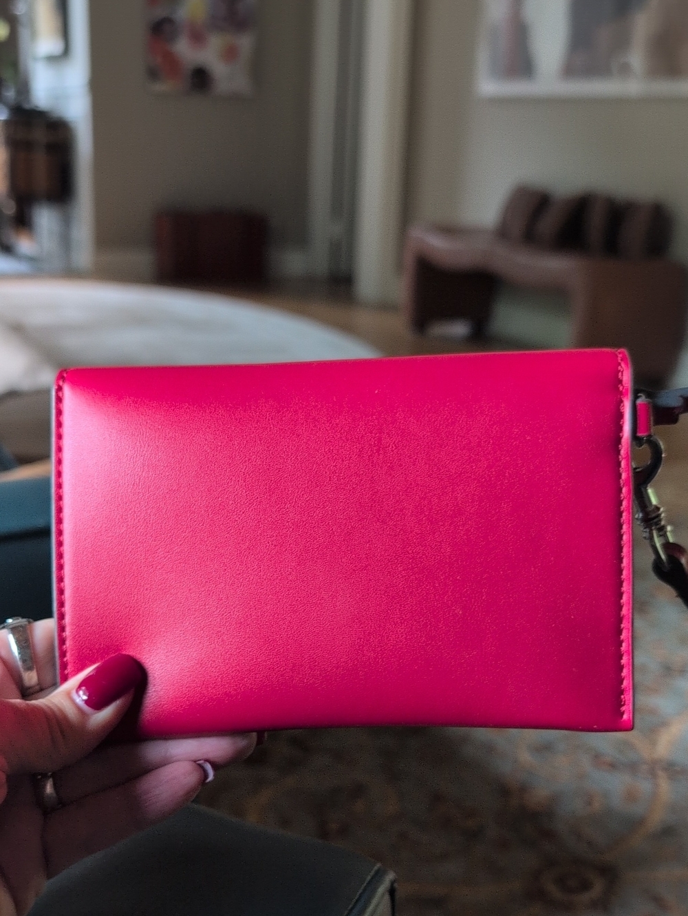 Karl Lagerfeld Paris Red Envelope Wristlet With Silver Hardware EUC - Picture 3 of 10